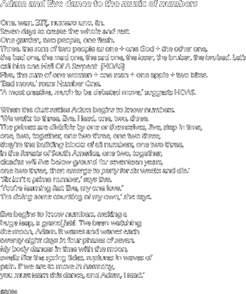 Adam and Eve dance to the music of numbers